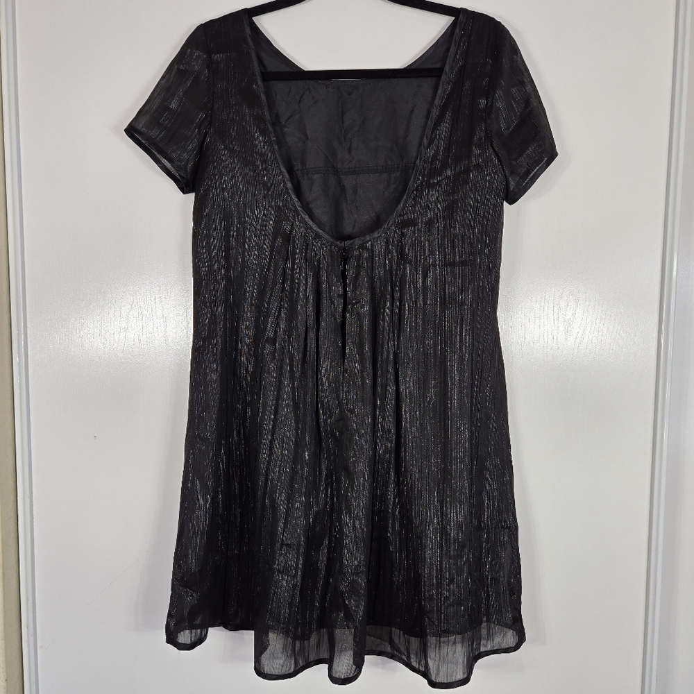 Essentials by ABS Women's Black Shift Cocktail Dress Short Sleeve Luster Size‎ 8 - Picture 3 of 10